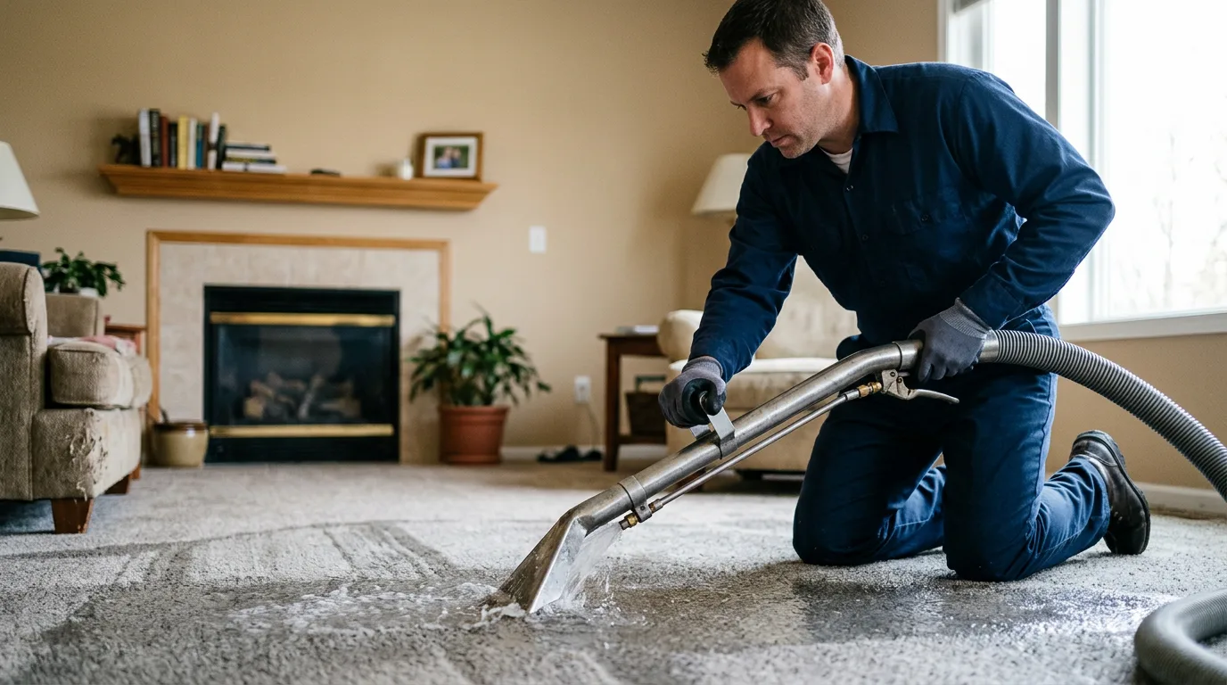 Water damage restoration technician working near Waverly, MO
